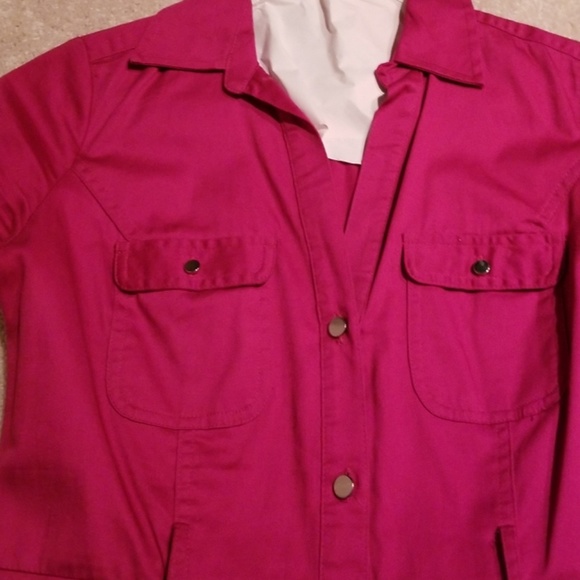 Worn once Raspberry Button Down Dress - Picture 2 of 7